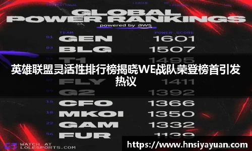 英雄联盟灵活性排行榜揭晓WE战队荣登榜首引发热议