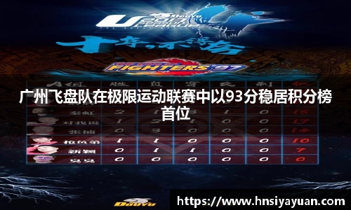 广州飞盘队在极限运动联赛中以93分稳居积分榜首位